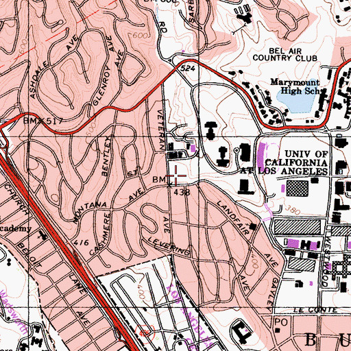 Topographic Map of Southern Regional Library Facility, CA