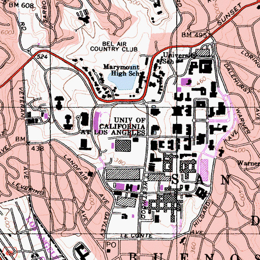 Topographic Map of Wooden Recreation and Sports Center, CA