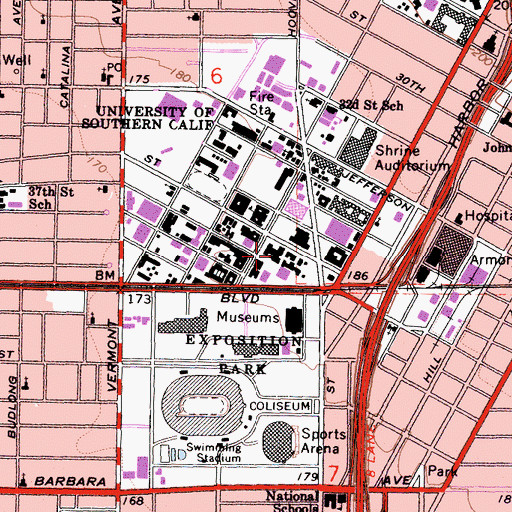 Topographic Map of Allan Hancock Auditorium, CA
