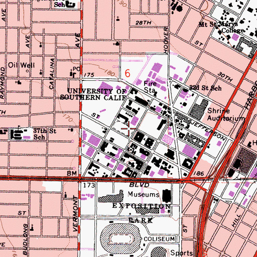 Topographic Map of Bing Theatre, CA