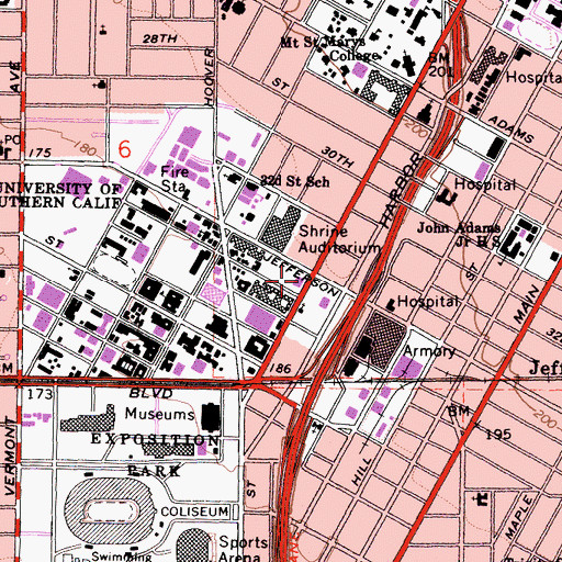Topographic Map of Charlotte and Davre Davidson Conference Center, CA