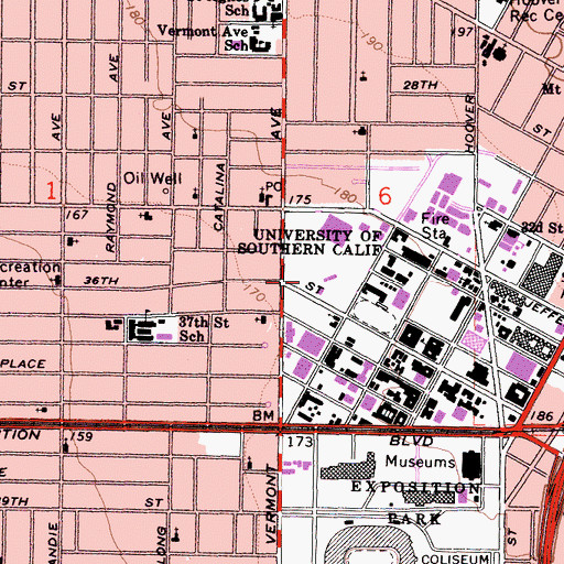 Topographic Map of David X Marks Tennis Stadium, CA