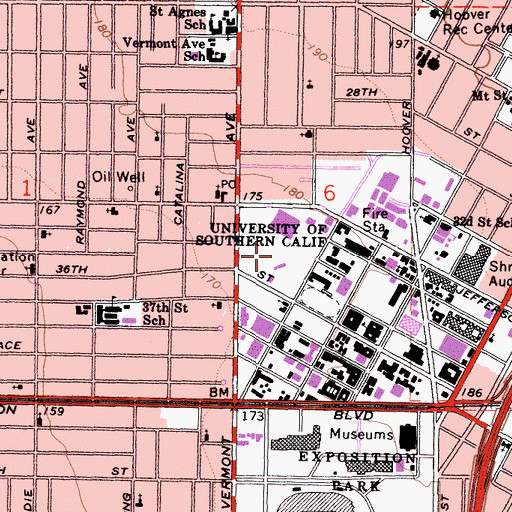 Topographic Map of Dedeaux Field, CA