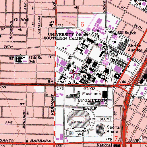 Topographic Map of Donald P and Katherine B Loker Hydrocarbon Research Institute, CA