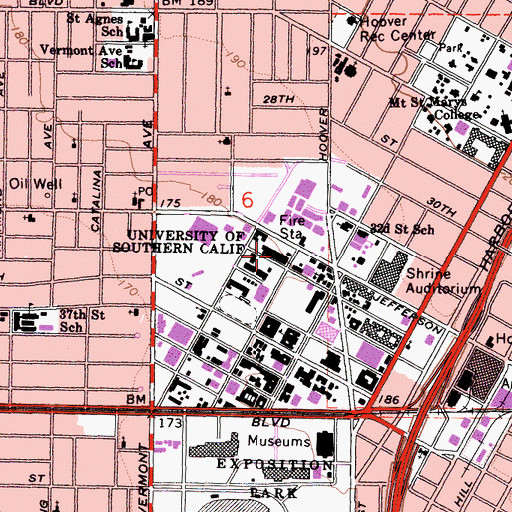 Topographic Map of Eileen and Kenneth T Norris Dental Science Center, CA