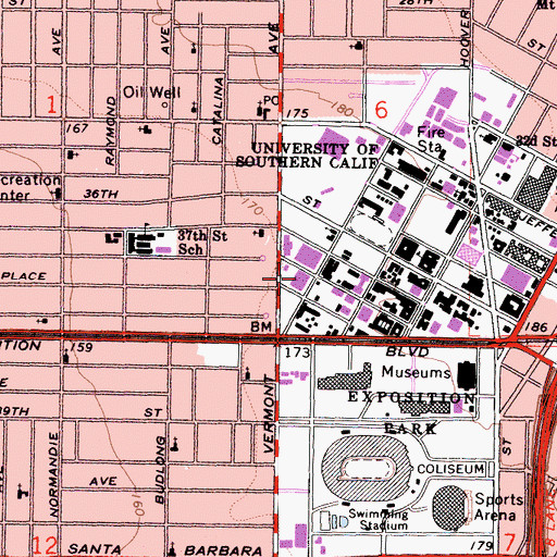Topographic Map of Ethel Percy Andrus Gerontology Center, CA