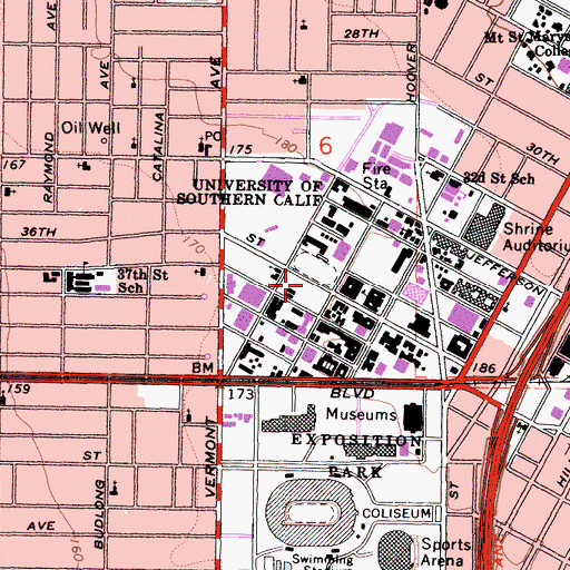 Topographic Map of Grace Ford Salvatori Hall of Letters, Arts and Sciences, CA