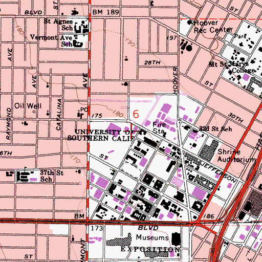 Topographic Map of Jefferson Building, CA