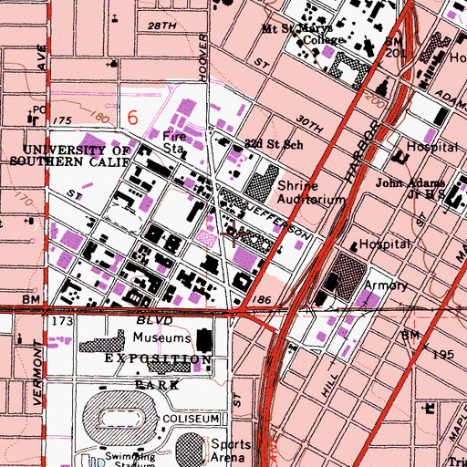 Topographic Map of May Ormerod Harris Residence Hall, CA