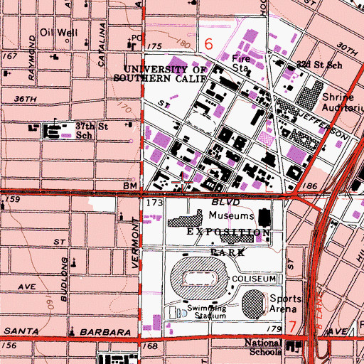 Topographic Map of Ray and Nadine Watt Hall of Architecture and Fine Arts, CA
