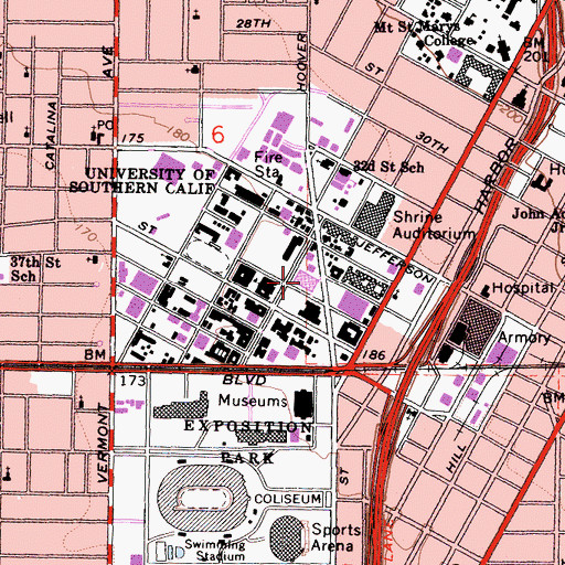 Topographic Map of Von Kleinsmid Center for International and Public Affairs, CA