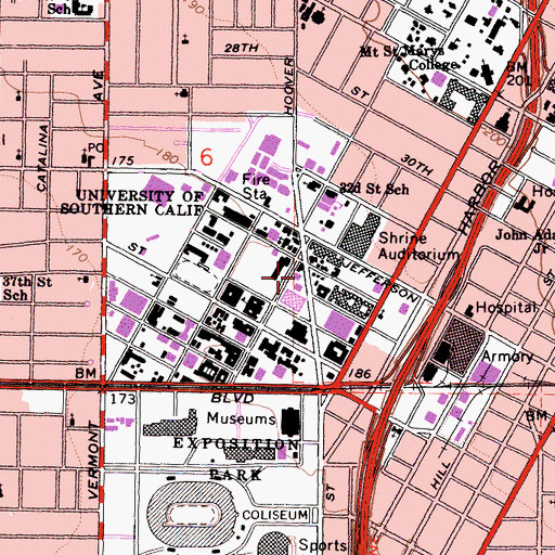 Topographic Map of Waite Phillips Hall of Education, CA