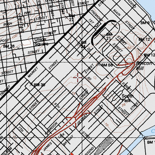 Topographic Map of Italian Swiss Hospital (historical), CA