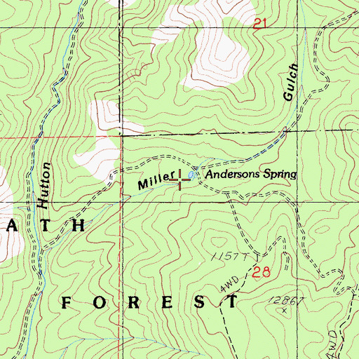 Topographic Map of Andersons Spring, CA