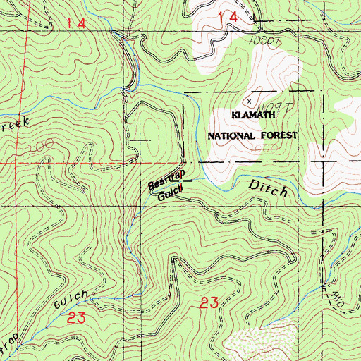 Topographic Map of Beartrap Gulch, CA