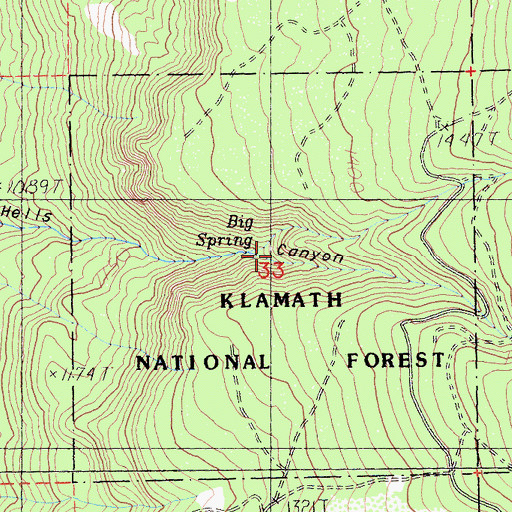 Topographic Map of Big Spring, CA