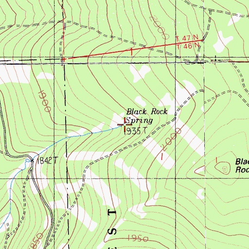 Topographic Map of Black Rock Spring, CA