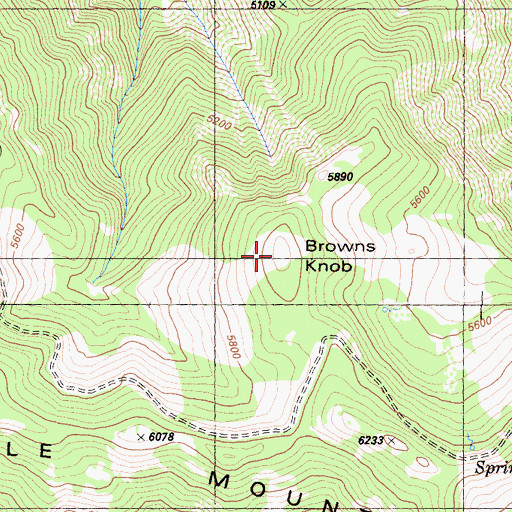 Topographic Map of Browns Knob, CA