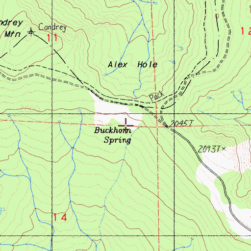 Topographic Map of Buckhorn Camp, CA