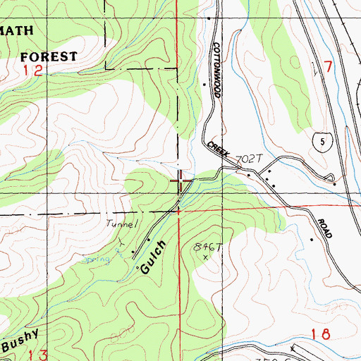 Topographic Map of Bushy Gulch, CA