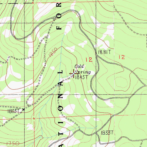 Topographic Map of Cold Spring, CA