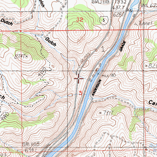 Topographic Map of Dutch Gulch, CA