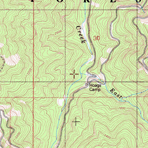Topographic Map of East Walker Creek, CA