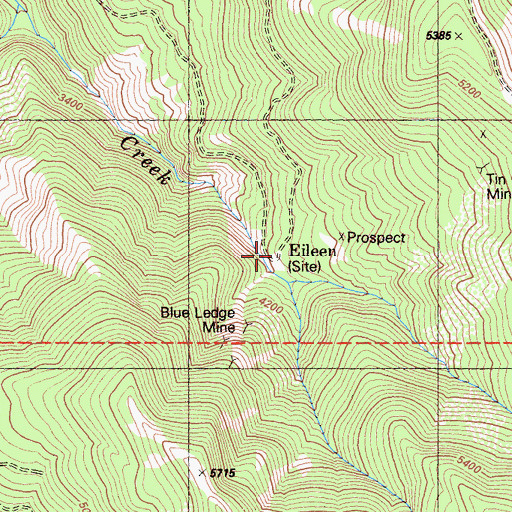 Topographic Map of Eileen, CA