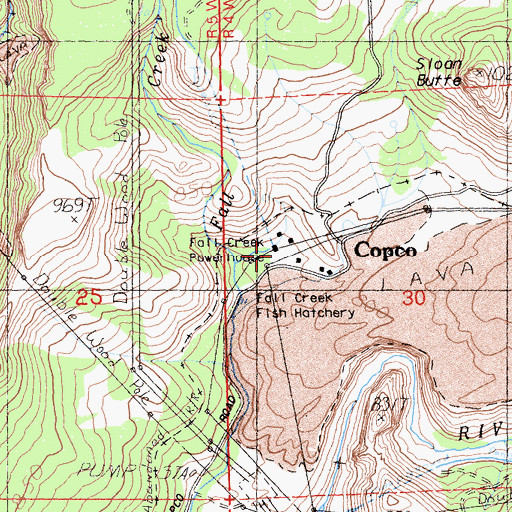 Topographic Map of Fall Creek Powerhouse, CA
