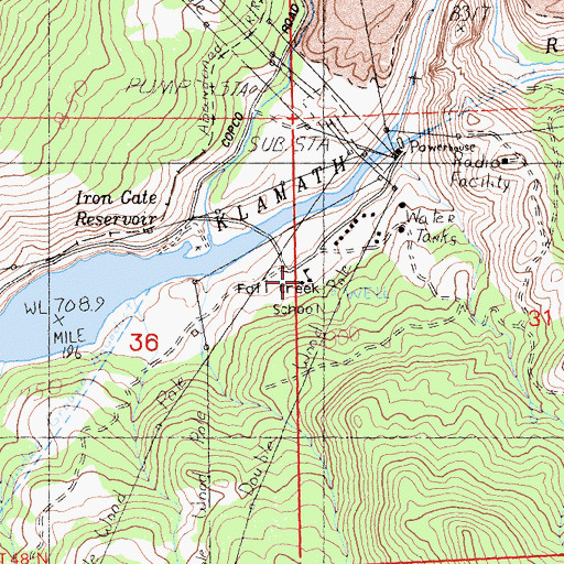 Topographic Map of Fall Creek School, CA