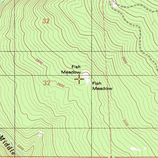 Topographic Map of Fish Meadow, CA