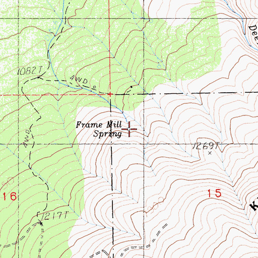 Topographic Map of Frame Mill Spring, CA