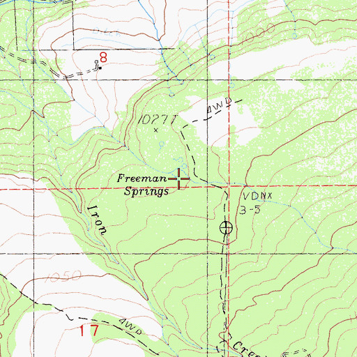 Topographic Map of Freeman Springs, CA