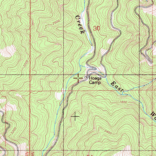 Topographic Map of Hoags Camp, CA