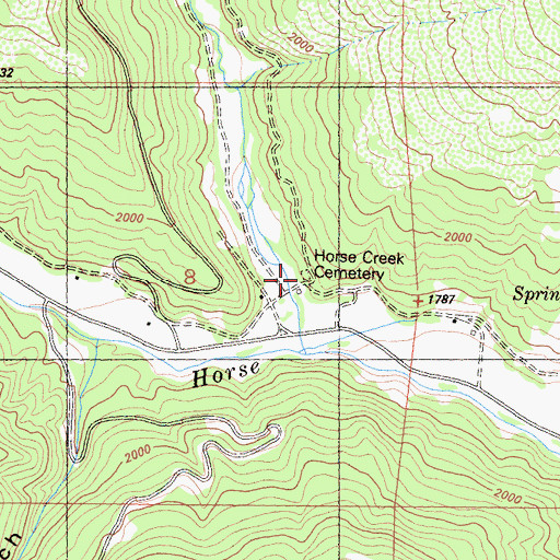 Topographic Map of Horse Creek Cemetery, CA