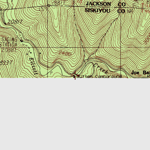 Topographic Map of Hutton Guard Station, CA