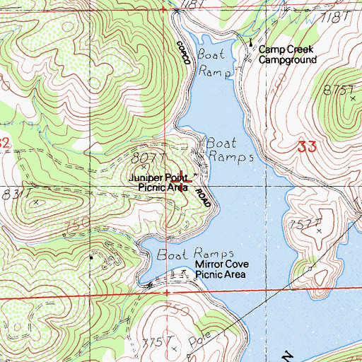 Topographic Map of Juniper Point Picnic Area, CA