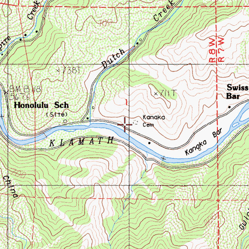 Topographic Map of Kanaka Cemetery, CA