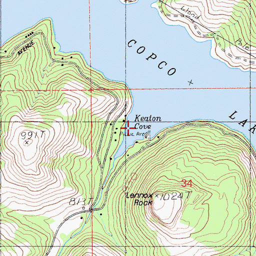 Topographic Map of Keaton Cove, CA