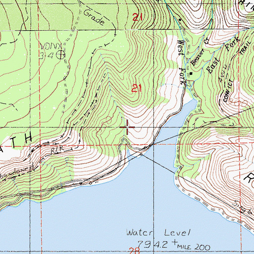 Topographic Map of Klamath Rim, CA