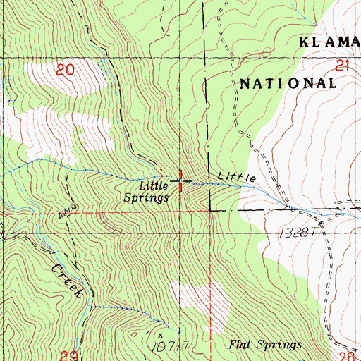 Topographic Map of Little Springs, CA