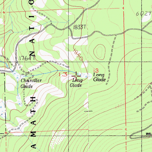 Topographic Map of Long Glade, CA