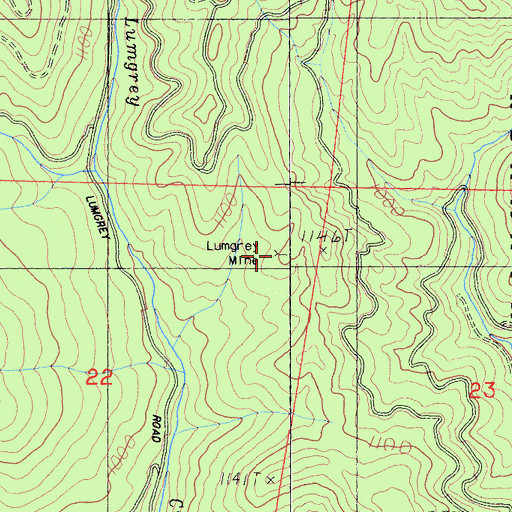 Topographic Map of Lumgrey Mine, CA
