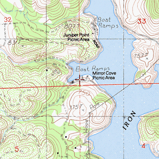 Topographic Map of Mirror Cove Picnic Area, CA