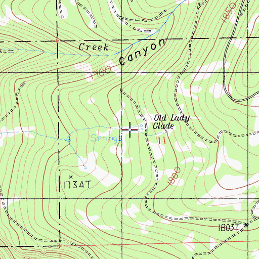 Topographic Map of Old Lady Glade, CA