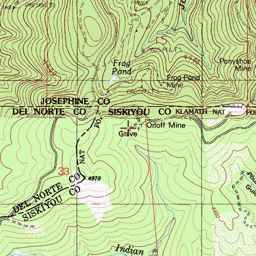 Topographic Map of Orloff Mine, CA