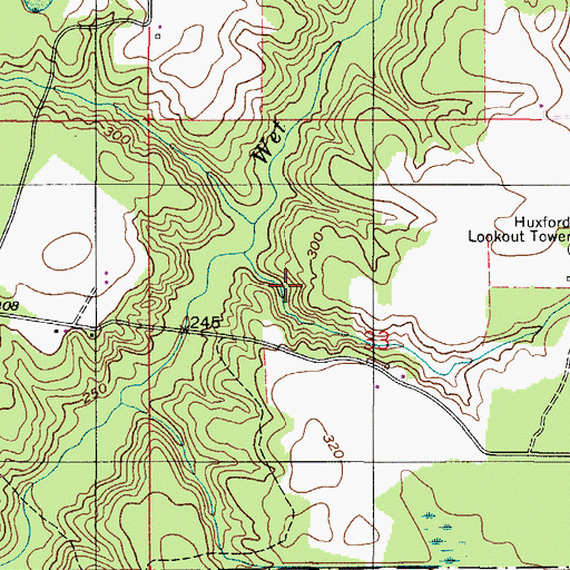 Topographic Map of McCullough-Huxford Division, AL
