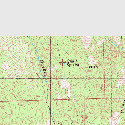 Topographic Map of Quail Spring, CA