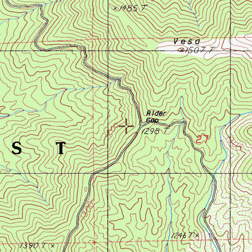 Topographic Map of Rider Gap, CA