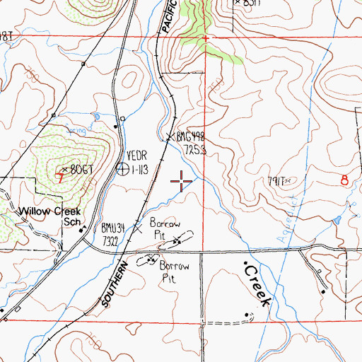 Topographic Map of Rock Creek, CA